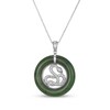 Thumbnail Image 1 of Nephrite Jade Circle Snake Necklace 18"