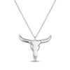 Thumbnail Image 3 of White Lab-Created Sapphire Bull Skull Necklace Sterling Silver 18"
