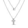 Thumbnail Image 2 of Diamond Layered Cross Necklace 1/4 ct tw 10K White Gold 18"