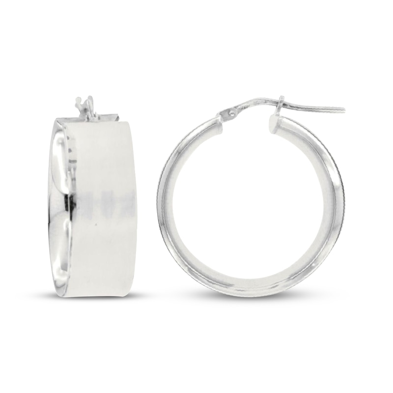 Main Image 3 of Satin-Finish Hoop Earrings Sterling Silver 20mm