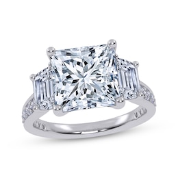 Memories Moments Magic Princess & Trapezoid-Cut Lab-Grown Diamond Engagement Ring 3-3/4 ct tw 14K White Gold