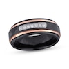 Thumbnail Image 1 of Adore Men's Diamond Wedding Band 1/6 ct tw Rose & Black Ion-Plated Tungsten Carbide