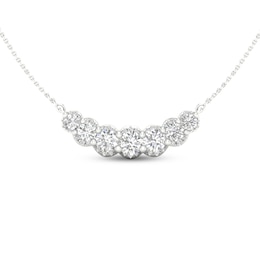 Adore Heirloom Certified Diamond Seven-Stone Curved Bar Necklace 1 ct tw Platinum 18"