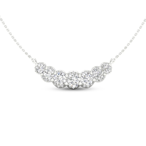 Adore Heirloom Certified Diamond Seven-Stone Curved Bar Necklace 1 ct tw Platinum 18"