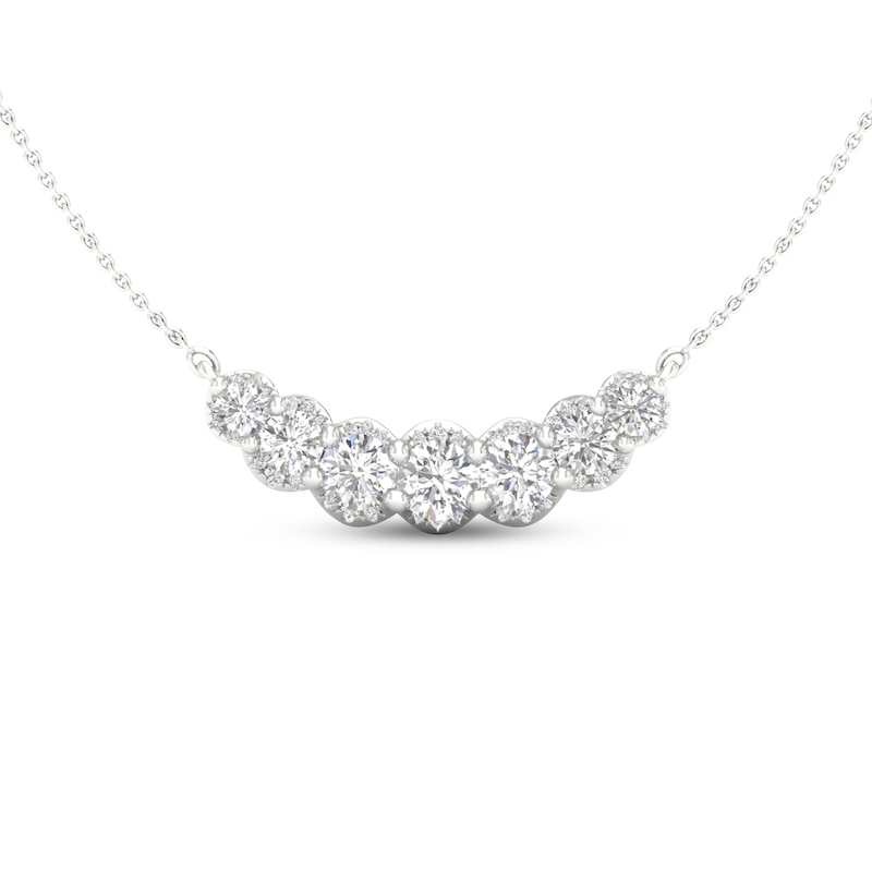 Main Image 1 of Adore Heirloom Certified Diamond Seven-Stone Curved Bar Necklace 1 ct tw Platinum 18"