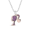 Thumbnail Image 2 of Barbie Pink Lab-Created Sapphire Silhouette Necklace Sterling Silver & 10K Rose Gold 18"