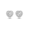 Thumbnail Image 2 of Heart-Shaped White Lab-Created Sapphire Halo Stud Earrings Sterling Silver
