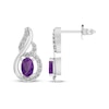 Thumbnail Image 1 of Oval-Cut Amethyst & White Lab-Created Sapphire Drop Earrings Sterling Silver