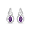 Thumbnail Image 2 of Oval-Cut Amethyst & White Lab-Created Sapphire Drop Earrings Sterling Silver
