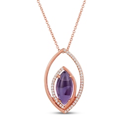 Le Vian Marquise-Cut Amethyst Necklace 1/10 ct tw Diamonds 14K Strawberry Gold 18"