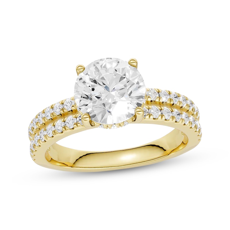 Main Image 1 of Lab-Grown Diamonds Round-Cut Hidden Halo Engagement Ring 2-1/2 ct tw 14K Yellow Gold
