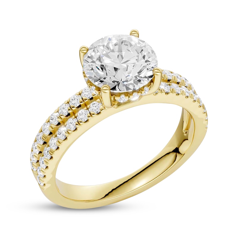 Main Image 2 of Lab-Grown Diamonds Round-Cut Hidden Halo Engagement Ring 2-1/2 ct tw 14K Yellow Gold