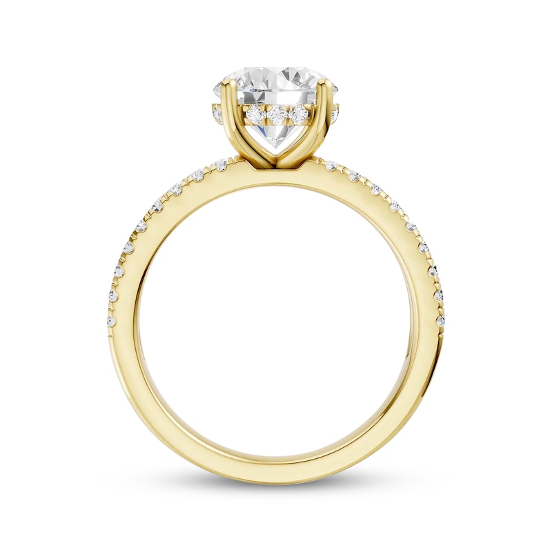 Main Image 4 of Lab-Grown Diamonds Round-Cut Hidden Halo Engagement Ring 2-1/2 ct tw 14K Yellow Gold