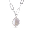 Thumbnail Image 2 of Baroque Cultured Pearl Paperclip Chain Necklace Sterling Silver 20"