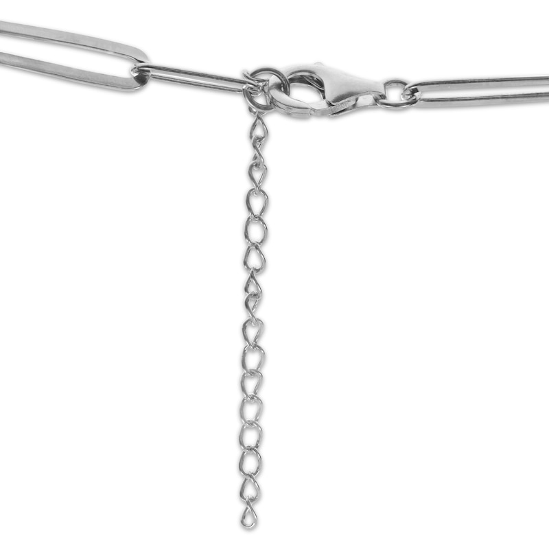 Main Image 3 of Baroque Cultured Pearl Paperclip Chain Necklace Sterling Silver 20"