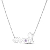 Thumbnail Image 3 of Amethyst & White Lab-Created Sapphire Cursive "Love" Necklace Sterling Silver 18"