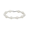 Thumbnail Image 1 of Cultured Pearl & Diamond-Cut Bead Bracelet Sterling Silver 7.5"