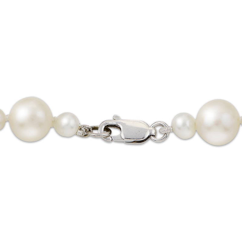 Main Image 2 of Cultured Pearl & Diamond-Cut Bead Bracelet Sterling Silver 7.5"