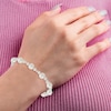 Thumbnail Image 3 of Cultured Pearl & Diamond-Cut Bead Bracelet Sterling Silver 7.5"
