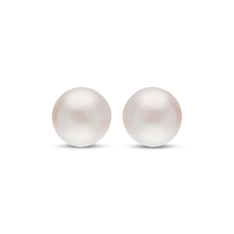 Main Image 2 of Button Cultured Pearl Stud Earrings Sterling Silver