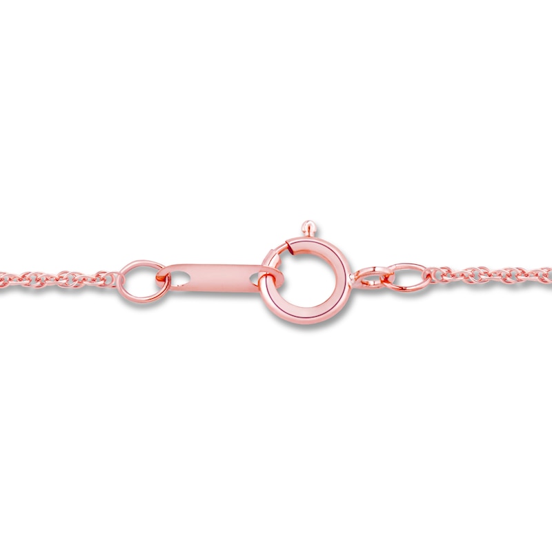 Main Image 4 of Oval-Cut London Blue Topaz & Diamond Drop Necklace 1/20 ct tw 10K Rose Gold 18"