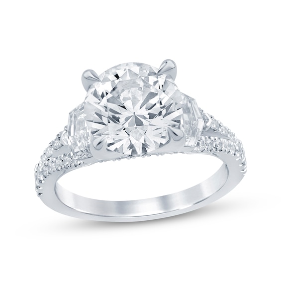 Memories Moments Magic Round & Cadillac-Cut Lab-Grown Diamond Engagement Ring 4-5/8 ct tw 14K White Gold