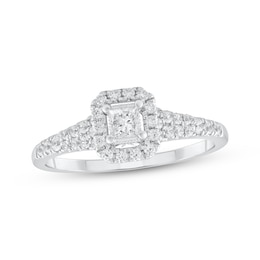 Adore Princess-Cut Diamond Halo Engagement Ring 1/2 ct tw 10K White Gold