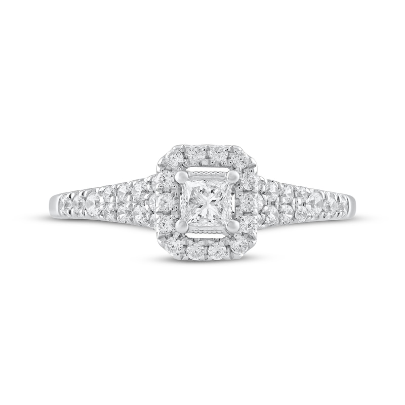 Main Image 3 of Adore Princess-Cut Diamond Halo Engagement Ring 1/2 ct tw 10K White Gold