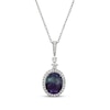 Thumbnail Image 1 of Oval-Cut Fluorite & White Lab-Created Sapphire Necklace Sterling Silver 18"