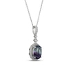 Thumbnail Image 2 of Oval-Cut Fluorite & White Lab-Created Sapphire Necklace Sterling Silver 18"