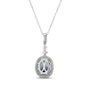 Thumbnail Image 3 of Oval-Cut Fluorite & White Lab-Created Sapphire Necklace Sterling Silver 18"