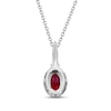 Thumbnail Image 2 of Oval-Cut Ruby & Diamond Halo Necklace 1/8 ct tw 10K White Gold