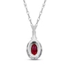 Thumbnail Image 3 of Oval-Cut Ruby & Diamond Halo Necklace 1/8 ct tw 10K White Gold