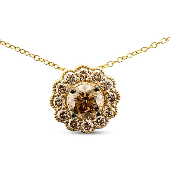 Le Vian Diamond Scalloped Halo Necklace 1 ct tw 14K Honey Gold 20"
