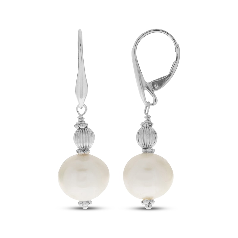Main Image 1 of Cultured Pearl & Bead Drop Earrings Sterling Silver