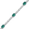 Thumbnail Image 2 of Oval-Cut Dyed Green Chalcedony & White Lab-Created Sapphire Station Bracelet Sterling Silver 7.5"