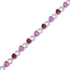 Thumbnail Image 2 of Heart-Shaped Lab-Created Ruby & Pink Lab-Created Sapphire Bracelet Sterling Silver 7.25"