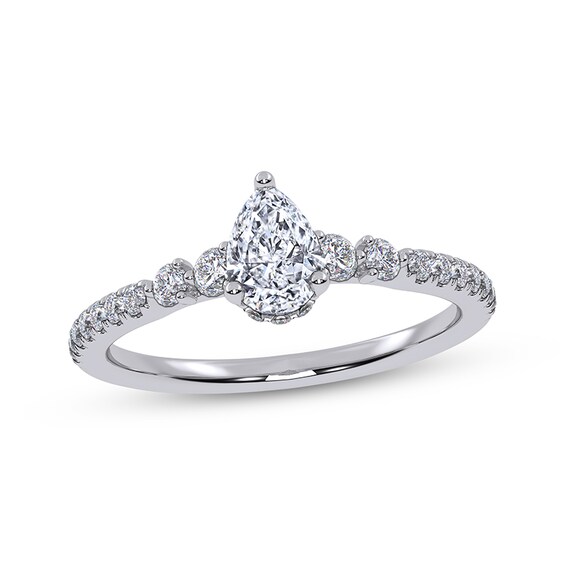Adore Pear-Shaped Diamond Hidden Halo Engagement Ring 1/2 ct tw 14K White Gold
