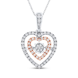 Unstoppable Love Heart Necklace 1/4 ct tw 10K Two-Tone Gold 18"