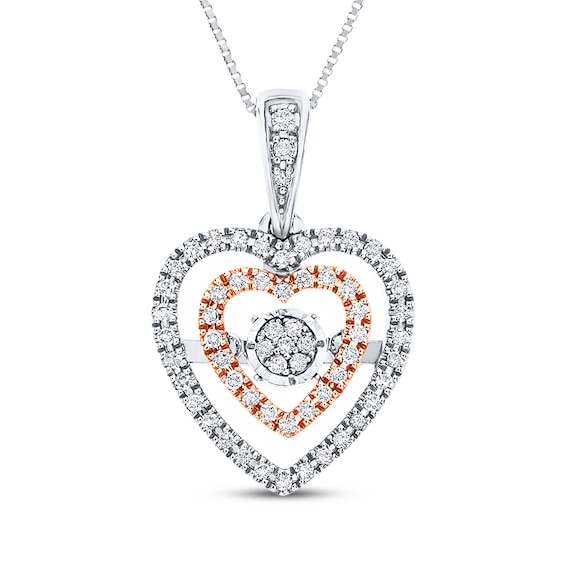 Unstoppable Love Heart Necklace 1/4 ct tw 10K Two-Tone Gold 18"