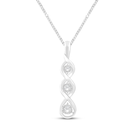 Diamond 3-Stone Necklace 1/4 ct tw Round-cut Sterling Silver 19"