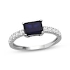 Thumbnail Image 1 of Emerald-Cut Blue Lab-Created Sapphire & White Lab-Created Sapphire Ring Sterling Silver
