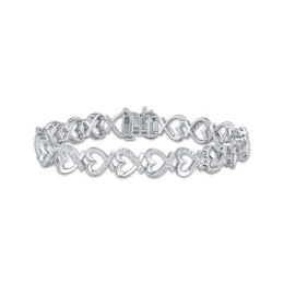 Diamond Sideways Heart Bracelet 1/2 ct tw Sterling Silver 7"