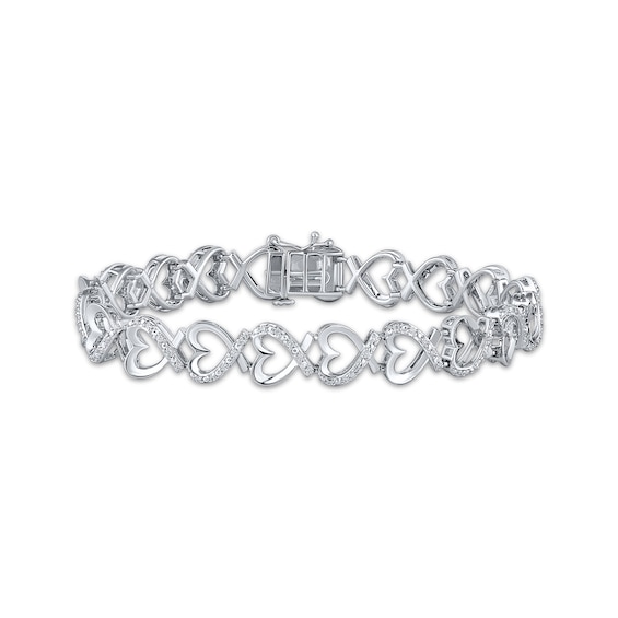 Diamond Sideways Heart Bracelet 1/2 ct tw Sterling Silver 7"