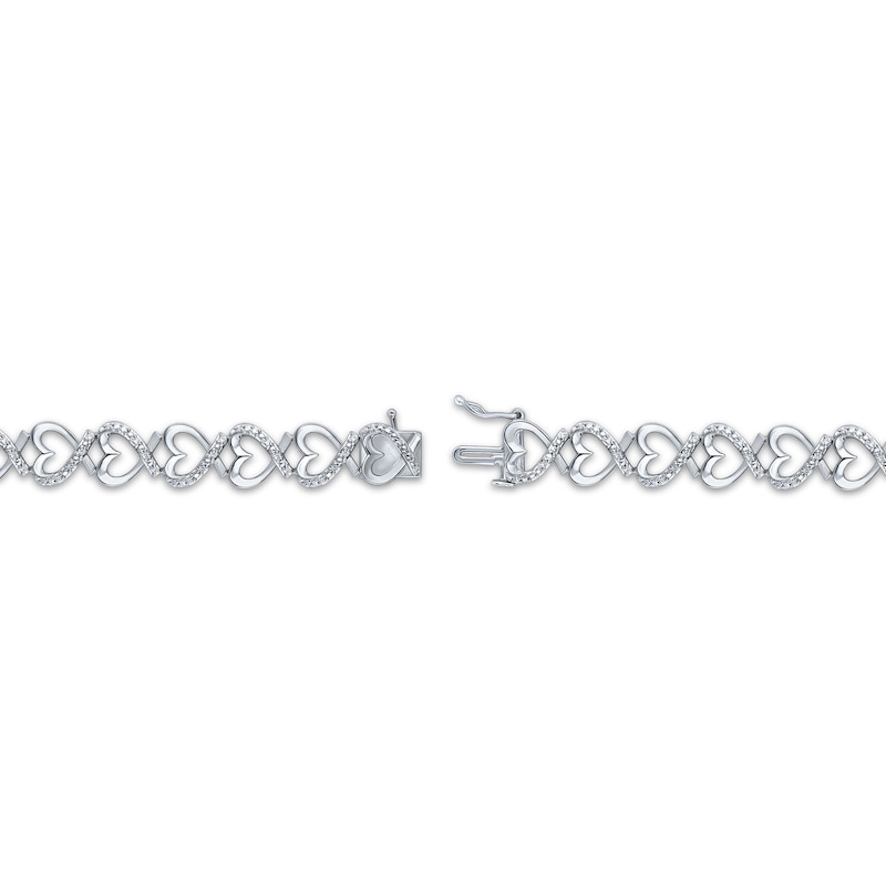 Main Image 3 of Diamond Sideways Heart Bracelet 1/2 ct tw Sterling Silver 7"