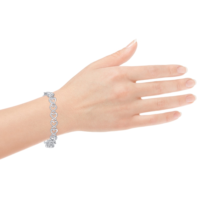 Main Image 4 of Diamond Sideways Heart Bracelet 1/2 ct tw Sterling Silver 7"