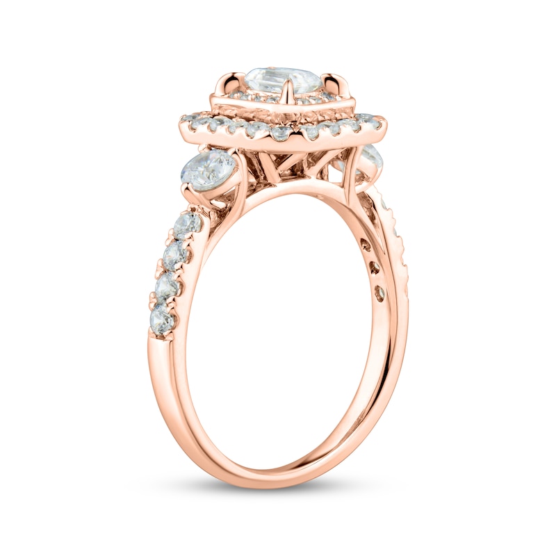 Main Image 2 of Adore Emerald-Cut Diamond Halo Engagement Ring 1-1/4 ct tw 14K Rose Gold