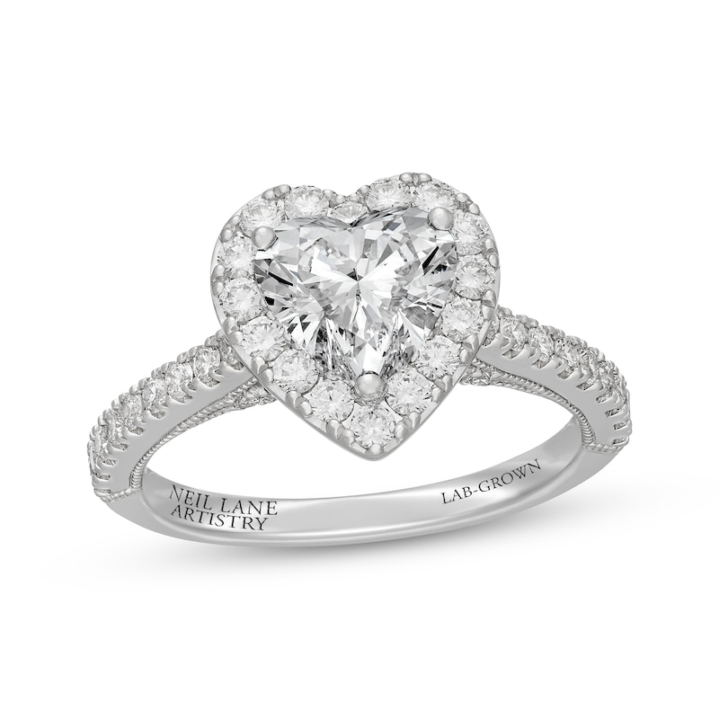Main Image 1 of Neil Lane Artistry Heritage Heart-Shaped Lab-Grown Diamond Engagement Ring 2-1/4 ct tw 14K White Gold