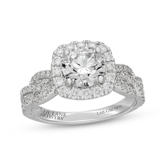 Neil Lane Artistry Heritage Round-Cut Lab-Grown Diamond Engagement Ring 2-3/8 ct tw 14K White Gold