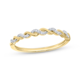 Adore Diamond Twist Anniversary Band 1/10 ct tw 10K Yellow Gold